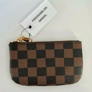 Designer Zip Checkered Coin Pouch Vegan Key Chain Clay Damier Aben  Wallet